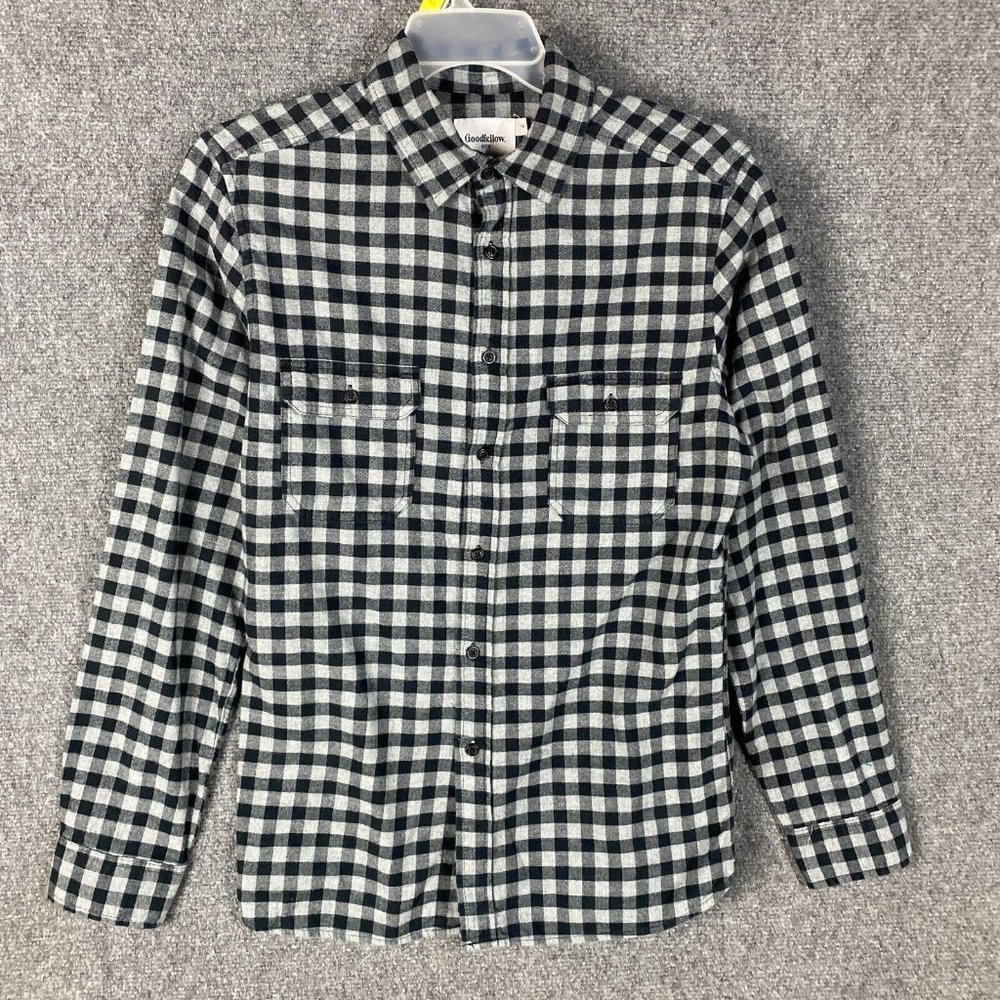 Goodfellow Flannel Men's Medium Standard Black Gray 100% Cotton Adults M